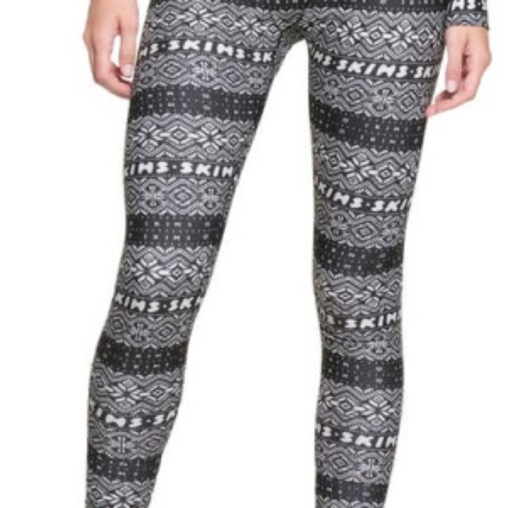 SKIMS Logo Plush Leggings in Onyx Fairisle NWT